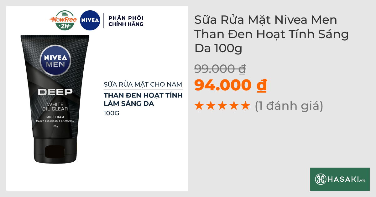 Sữa Rửa Mặt Nivea Men Than Đen Hoạt Tính Sáng Da 100g