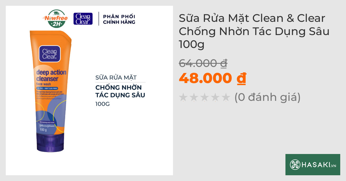 Sữa Rửa Mặt Clean & Clear Chống Nhờn Tác Dụng Sâu 100g