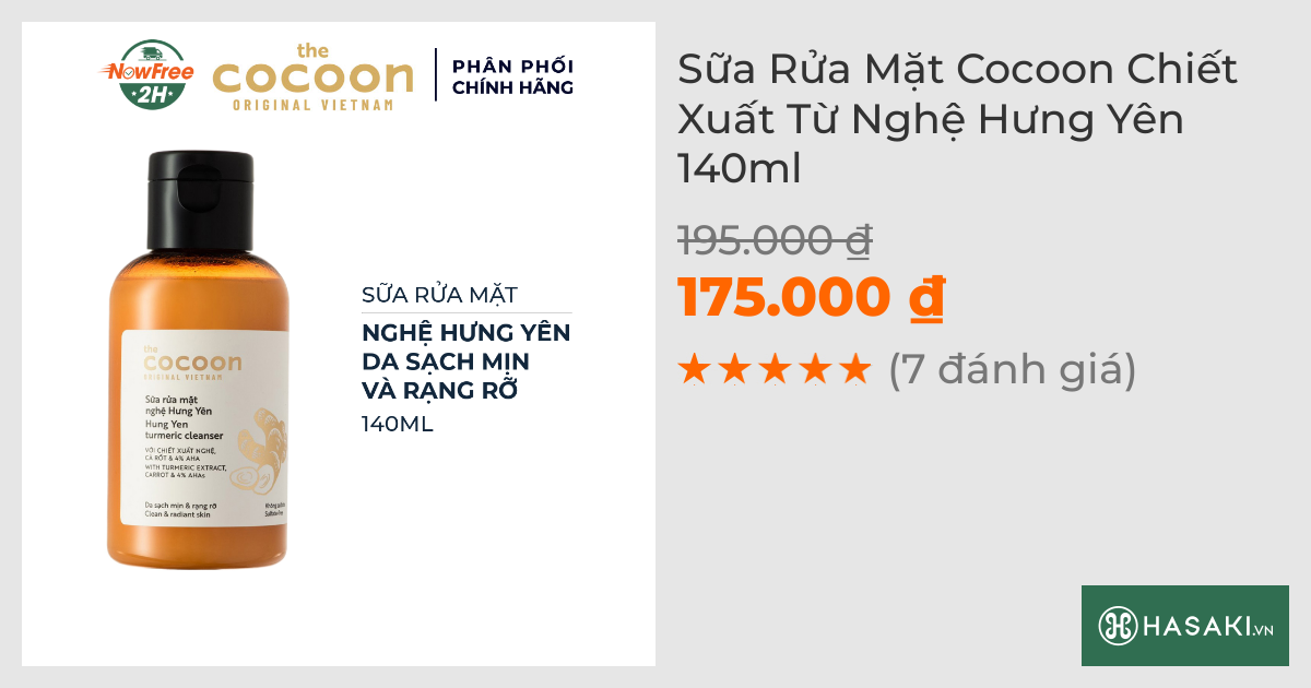 Sữa Rửa Mặt Cocoon Chiết Xuất Từ Nghệ Hưng Yên 140ml