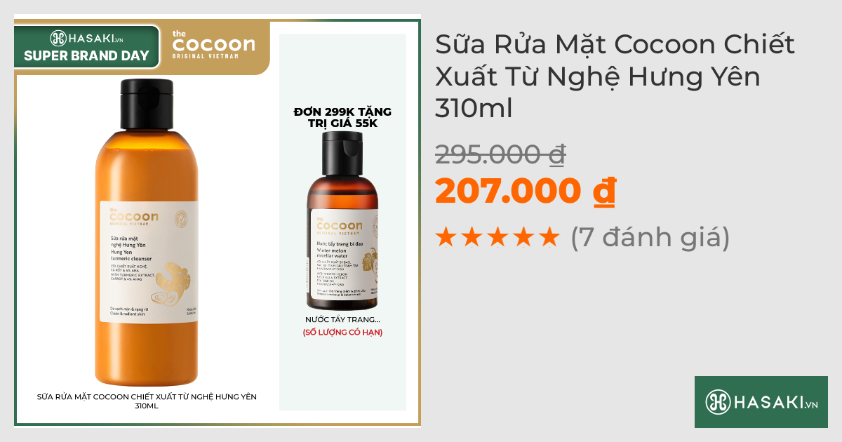 Sữa Rửa Mặt Cocoon Chiết Xuất Từ Nghệ Hưng Yên 310ml