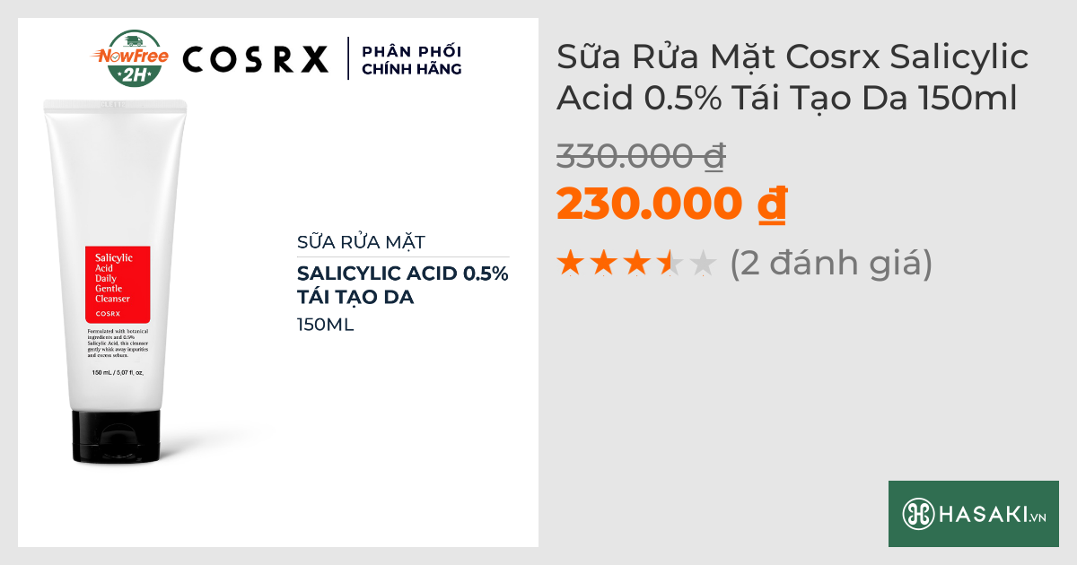 Sữa Rửa Mặt Cosrx Salicylic Acid 0.5% Tái Tạo Da 150ml