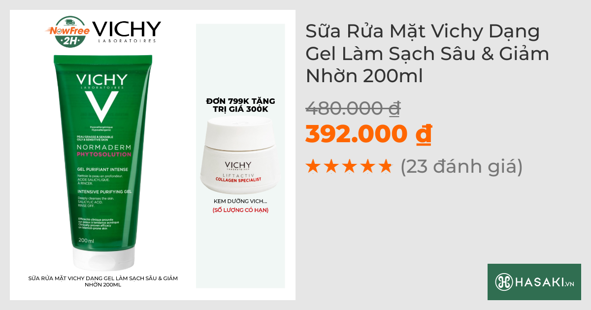 Sữa Rửa Mặt Vichy Dạng Gel Làm Sạch Sâu & Giảm Nhờn 200ml