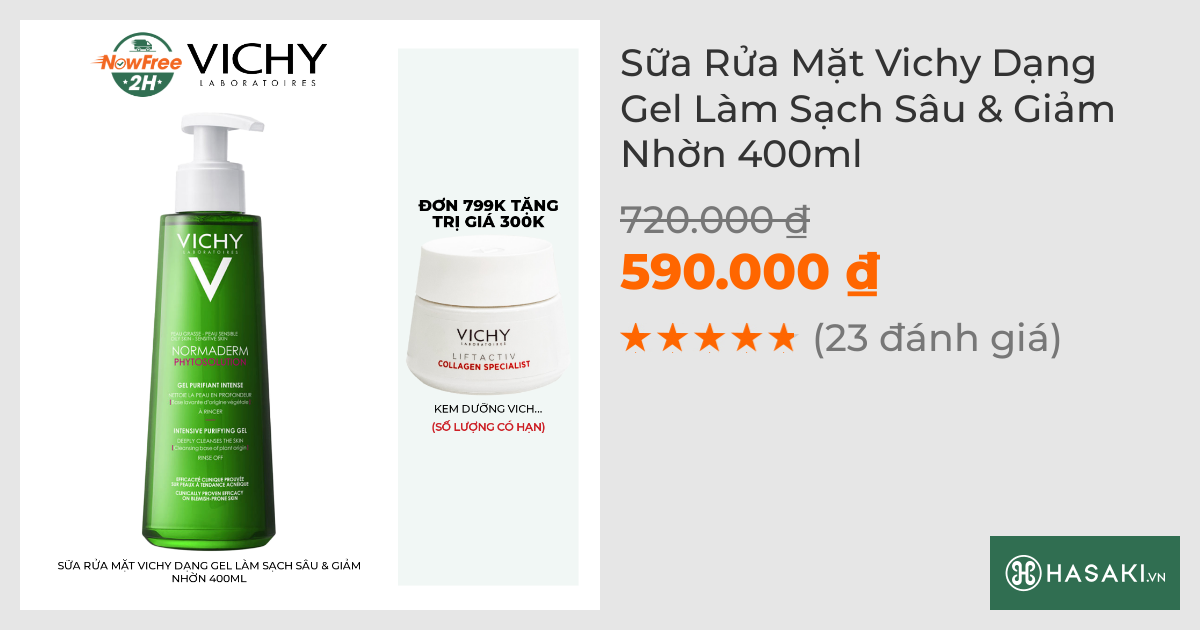 Sữa Rửa Mặt Vichy Dạng Gel Làm Sạch Sâu & Giảm Nhờn 400ml