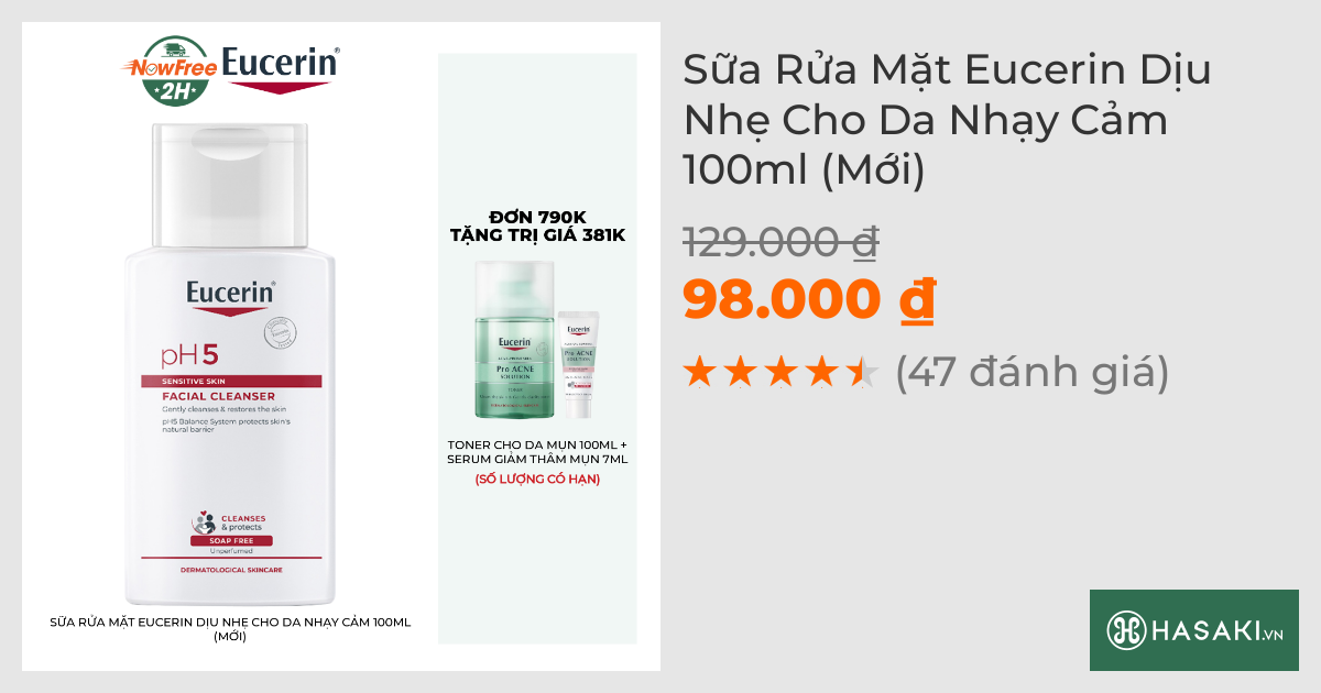 Sữa Rửa Mặt Eucerin Dịu Nhẹ Cho Da Nhạy Cảm 100ml (Mới)