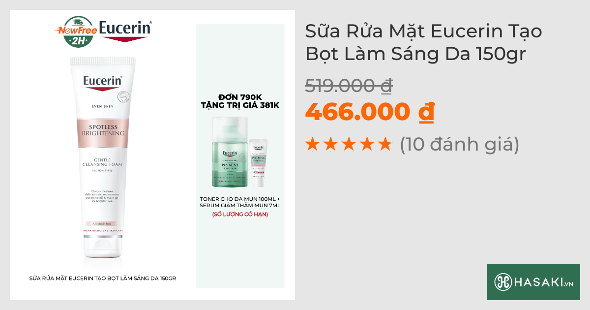 Sữa Rửa Mặt Eucerin Tạo Bọt Làm Sáng Da 150g