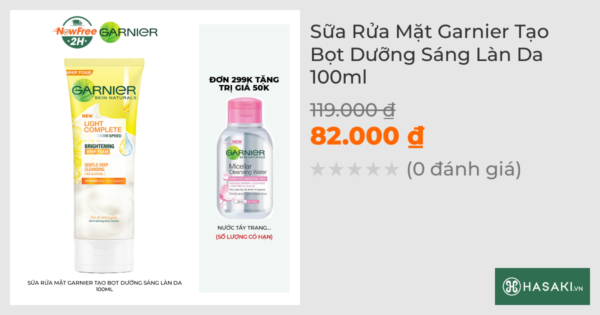 Sữa Rửa Mặt Garnier Tạo Bọt Dưỡng Sáng Làn Da 100ml