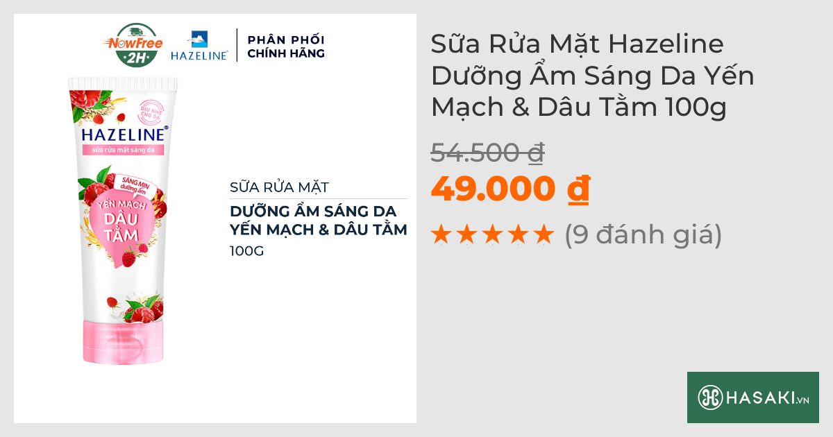 Sữa Rửa Mặt Hazeline Dưỡng Ẩm Sáng Da Yến Mạch & Dâu Tằm 100g