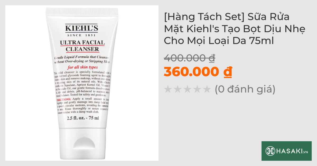 [Hàng Tách Set] Sữa Rửa Mặt Kiehl's Tạo Bọt Dịu Nhẹ Cho Mọi Loại Da 75ml