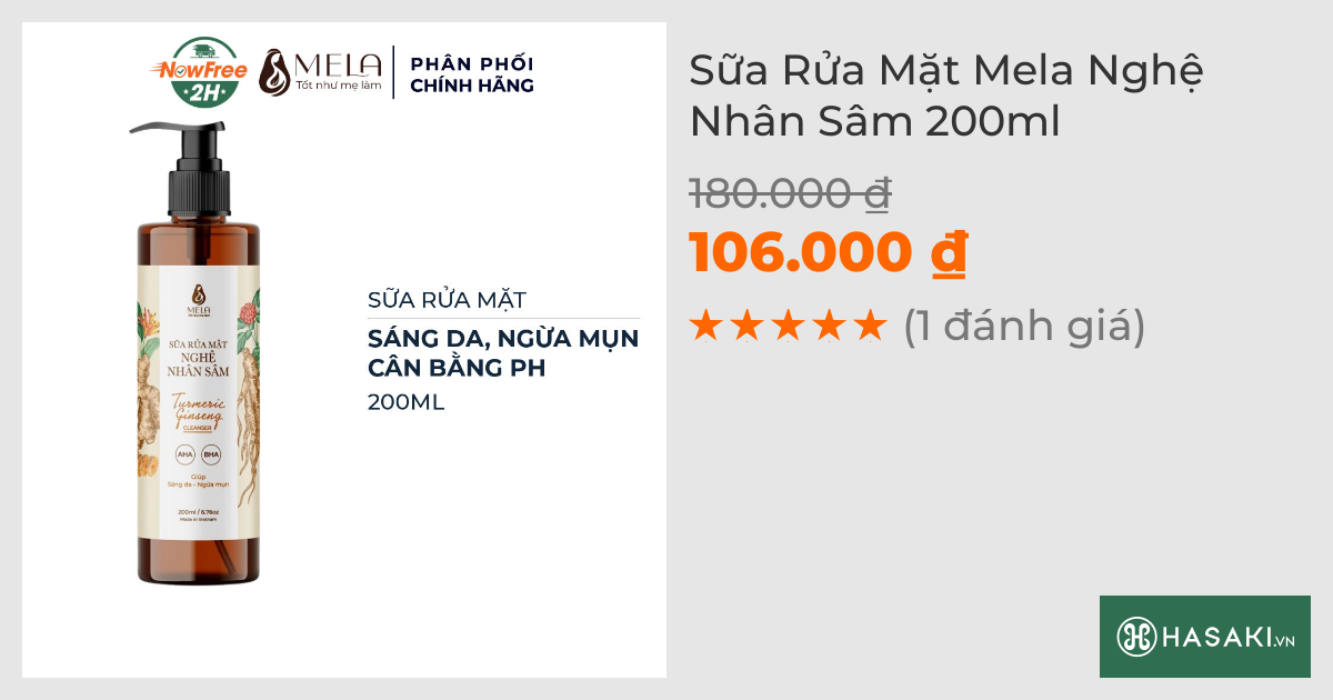 Sữa Rửa Mặt Mela Nghệ Nhân Sâm 200ml