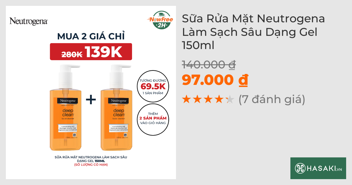 Sữa Rửa Mặt Neutrogena Làm Sạch Sâu Dạng Gel 150ml