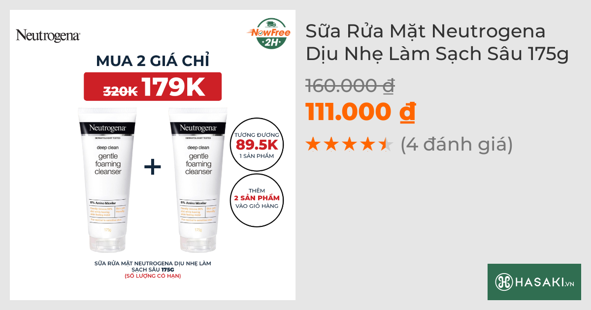 Sữa Rửa Mặt Neutrogena Dịu Nhẹ Làm Sạch Sâu 175g