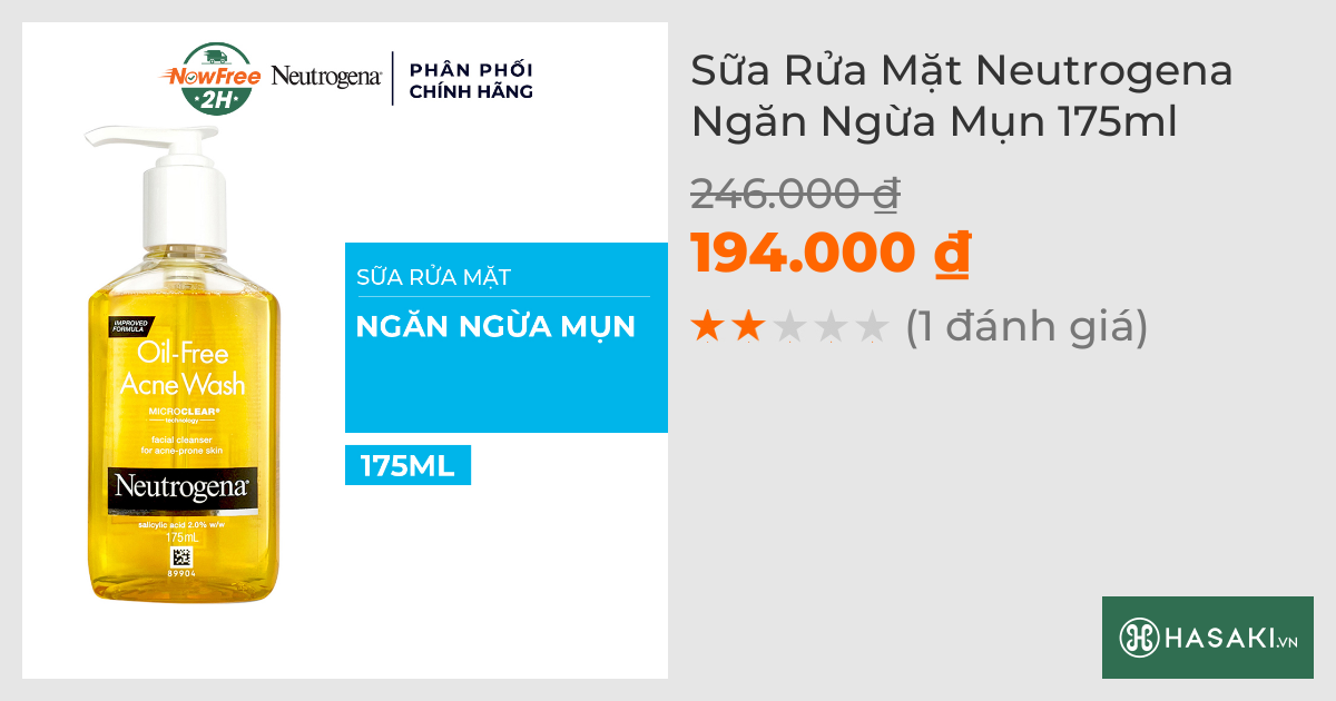 Sữa Rửa Mặt Neutrogena Ngăn Ngừa Mụn 175ml