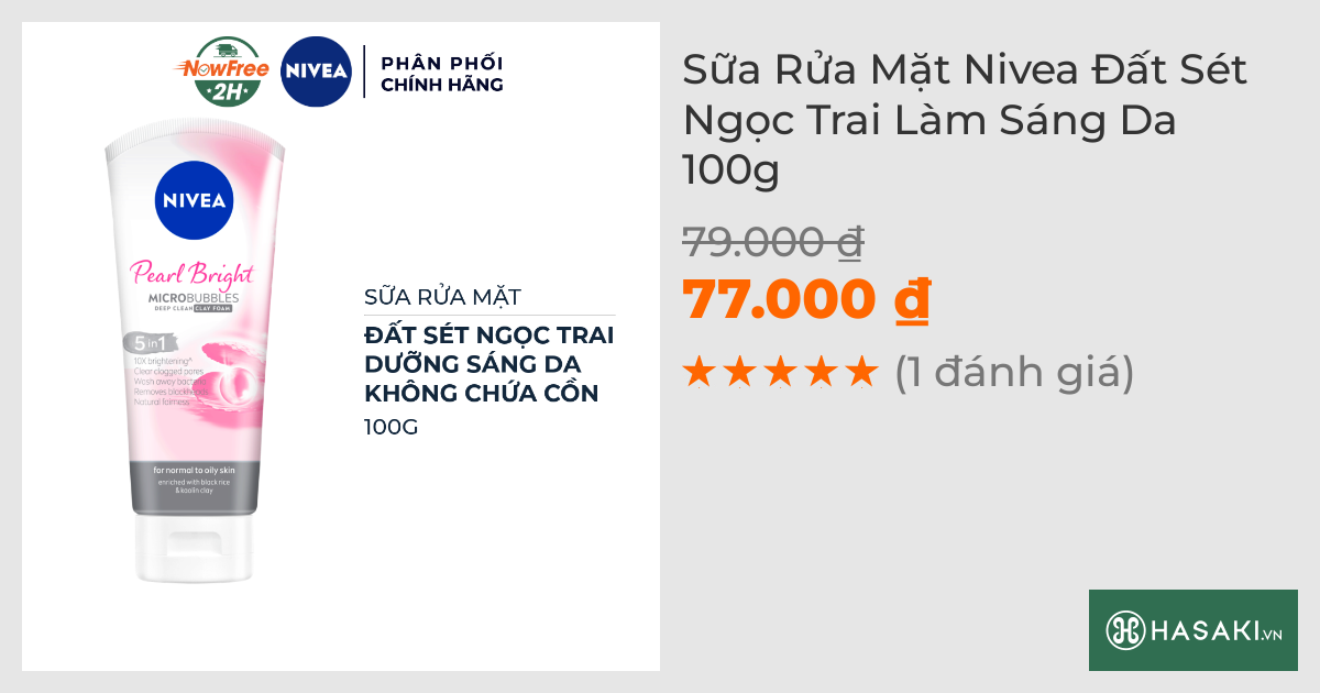 Sữa Rửa Mặt Nivea Đất Sét Ngọc Trai Làm Sáng Da 100g