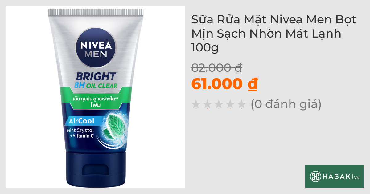 Sữa Rửa Mặt Nivea Men Bọt Mịn Sạch Nhờn Mát Lạnh 100g