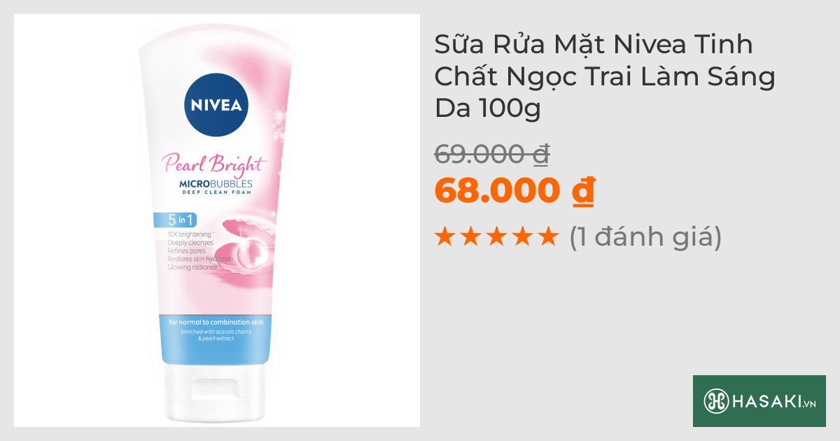 Sữa Rửa Mặt Nivea Tinh Chất Ngọc Trai Làm Sáng Da 100g