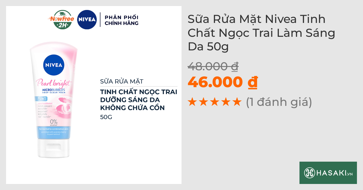 Sữa Rửa Mặt Nivea Tinh Chất Ngọc Trai Làm Sáng Da 50g