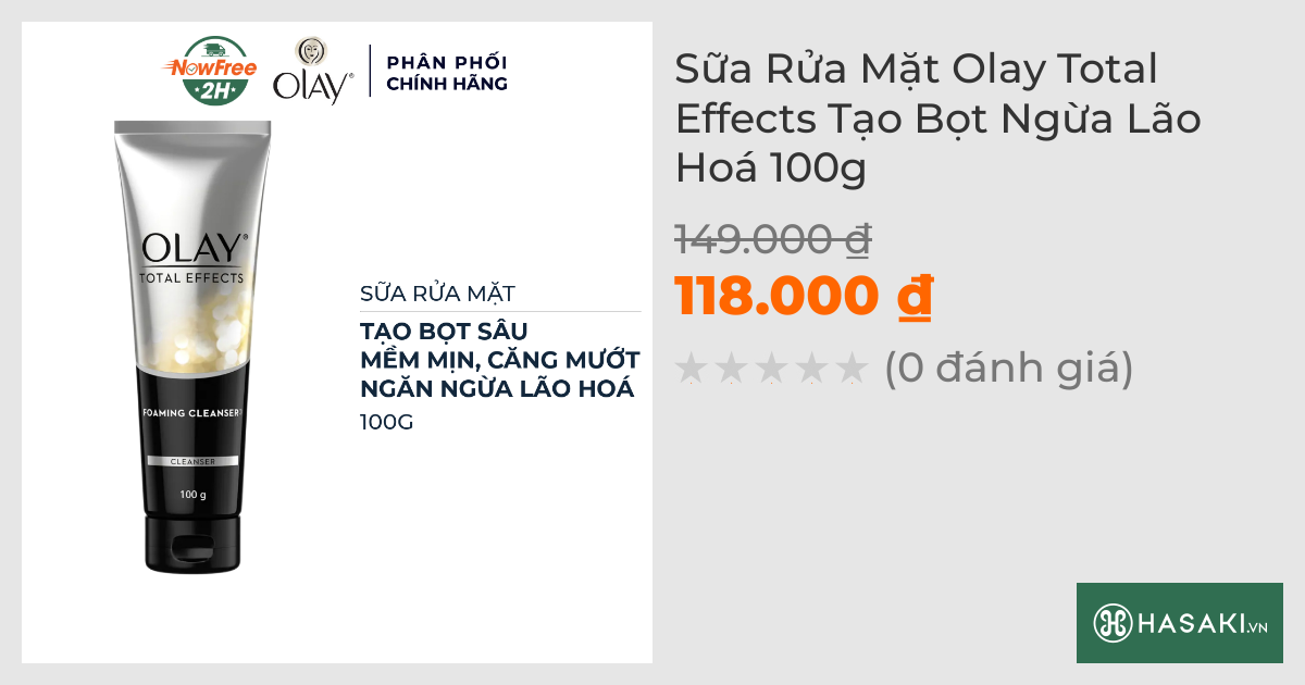 Sữa Rửa Mặt Olay Total Effects Tạo Bọt Ngừa Lão Hoá 100g