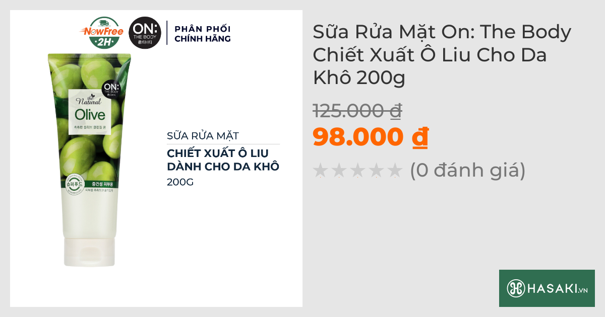 Sữa Rửa Mặt On: The Body Chiết Xuất Ô Liu Cho Da Khô 200g