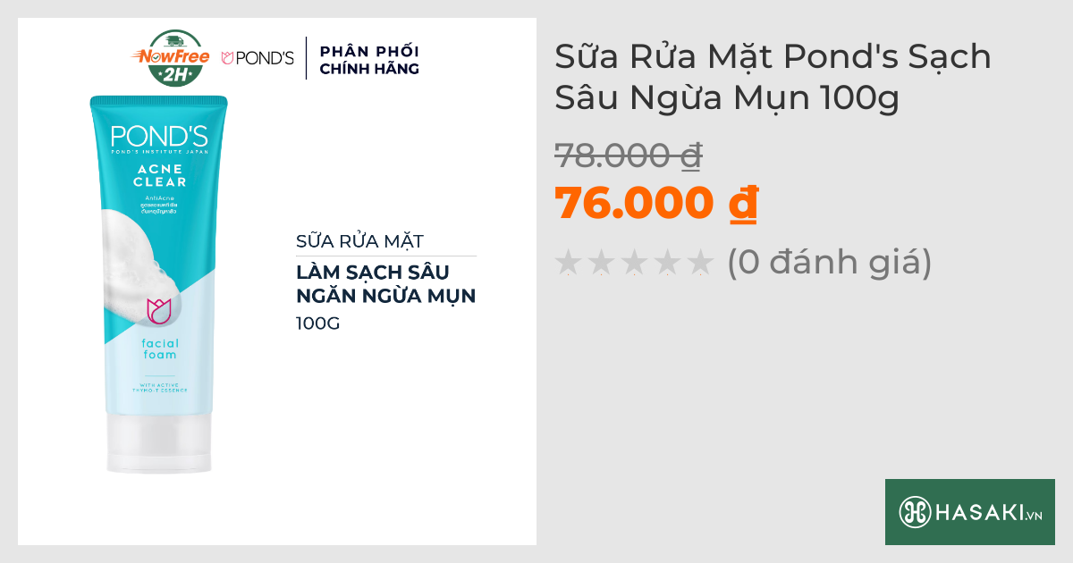 Sữa Rửa Mặt Pond's Sạch Sâu Ngừa Mụn 100g