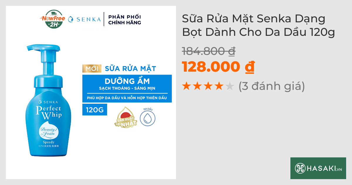 Sữa Rửa Mặt Senka Dạng Bọt Dành Cho Da Dầu 120g