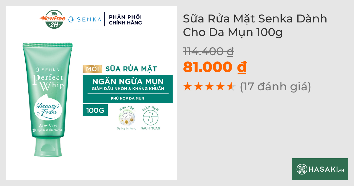 Sữa Rửa Mặt Senka Dành Cho Da Mụn 100g