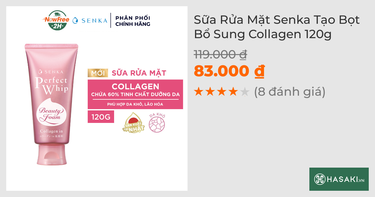 Sữa Rửa Mặt Senka Tạo Bọt Bổ Sung Collagen 120g