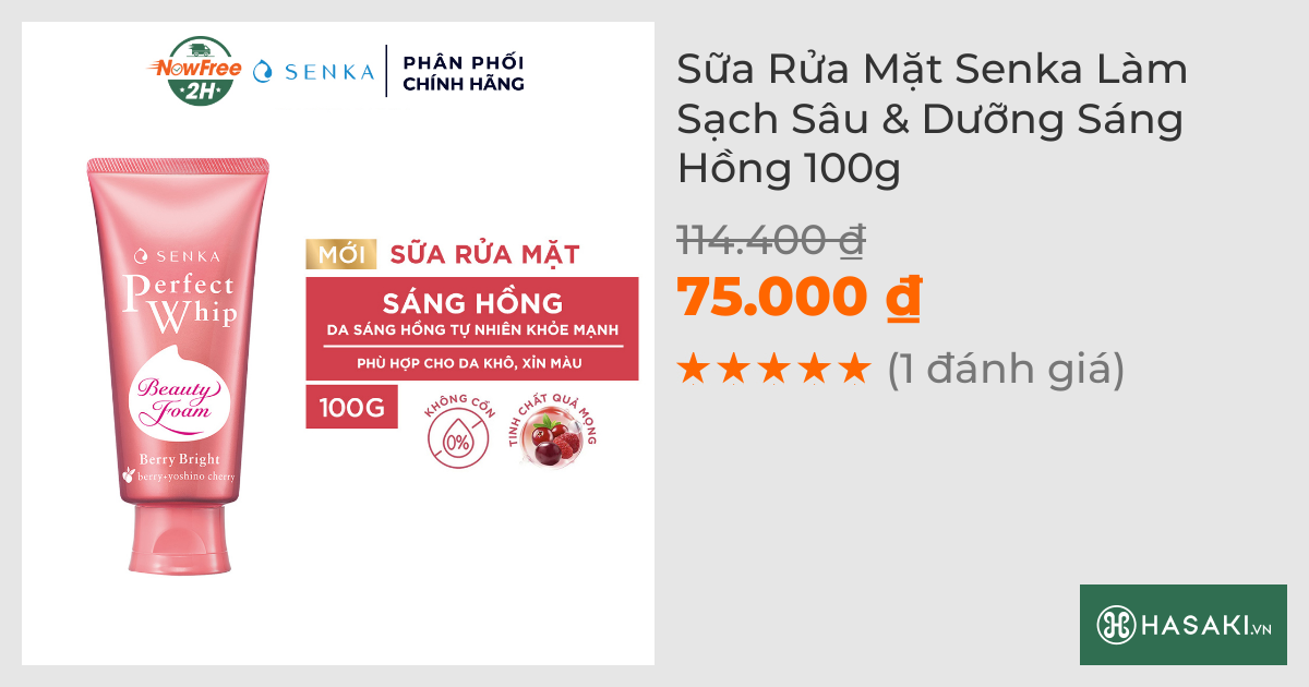 Sữa Rửa Mặt Senka Làm Sạch Sâu & Dưỡng Sáng Hồng 100g