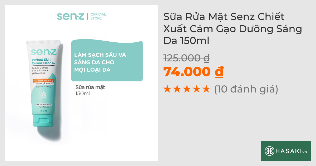 Sữa Rửa Mặt Senz Chiết Xuất Cám Gạo Dưỡng Sáng Da 150ml