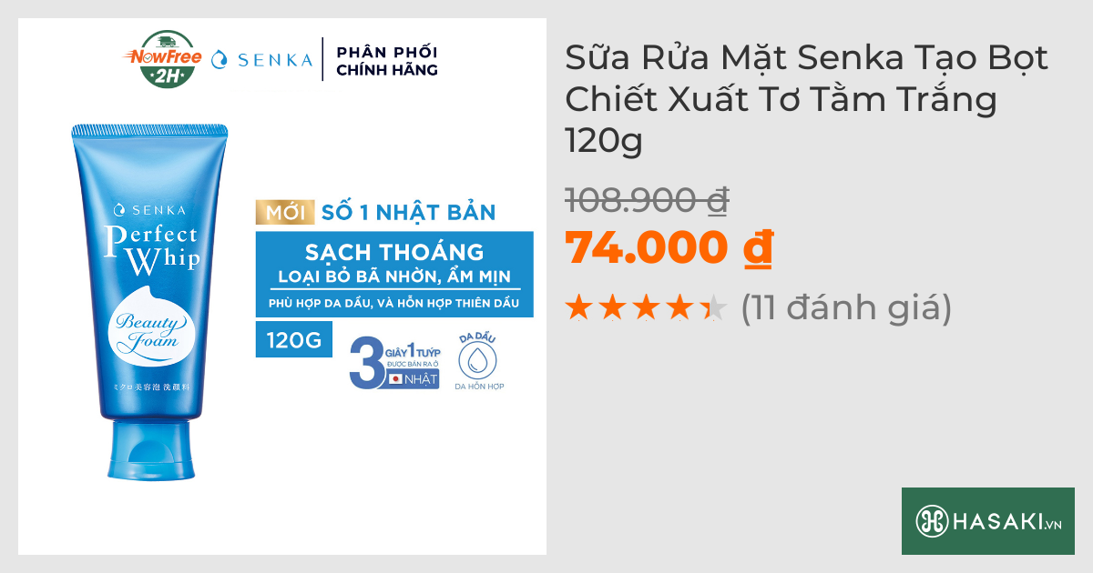 Sữa Rửa Mặt Senka Tạo Bọt Chiết Xuất Tơ Tằm Trắng 120g