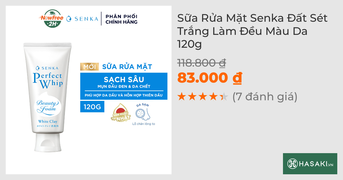 Sữa Rửa Mặt Senka Đất Sét Trắng Làm Đều Màu Da 120g