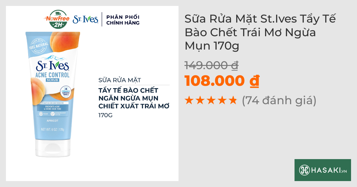 Sữa Rửa Mặt St.Ives Tẩy Tế Bào Chết Trái Mơ Ngừa Mụn 170g