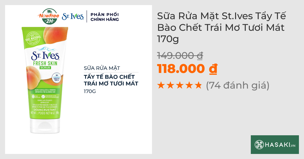 Sữa Rửa Mặt St.Ives Tẩy Tế Bào Chết Trái Mơ Tươi Mát 170g