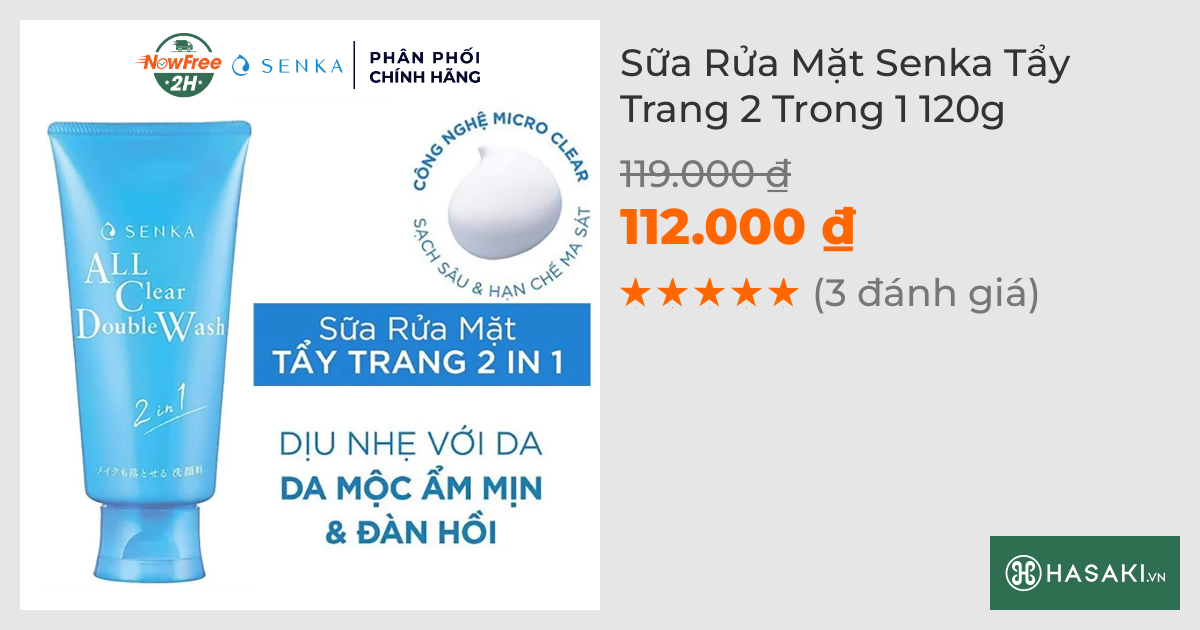 Sữa Rửa Mặt Senka Tẩy Trang 2 Trong 1 120g