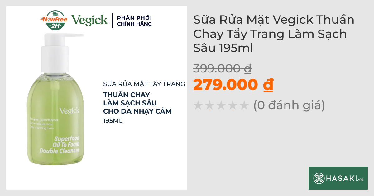 Sữa Rửa Mặt Vegick Thuần Chay Tẩy Trang Làm Sạch Sâu 195ml