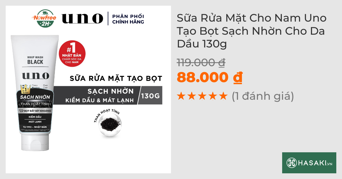 Sữa Rửa Mặt Cho Nam Uno Tạo Bọt Sạch Nhờn Cho Da Dầu 130g