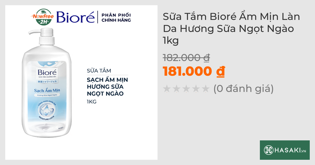 Sữa Tắm Bioré Ẩm Mịn Làn Da Hương Sữa Ngọt Ngào 1kg