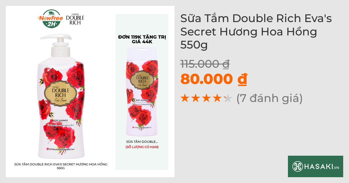 Sữa Tắm Double Rich Eva's Secret Hương Hoa Hồng 550g