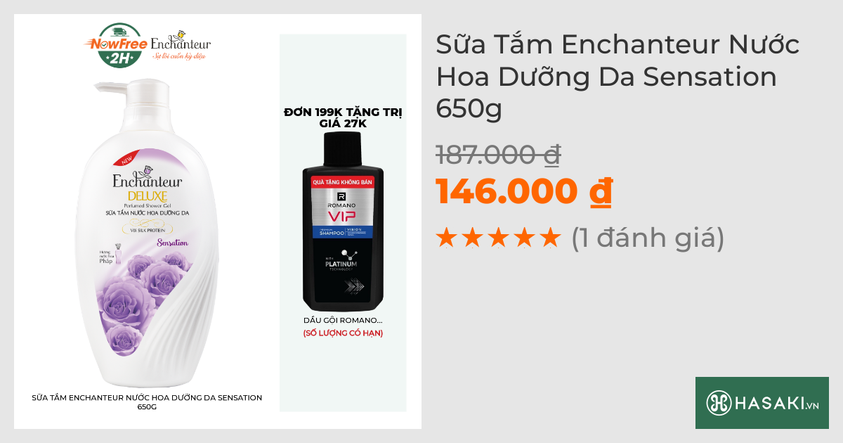 Sữa Tắm Enchanteur Nước Hoa Dưỡng Da Sensation 650g