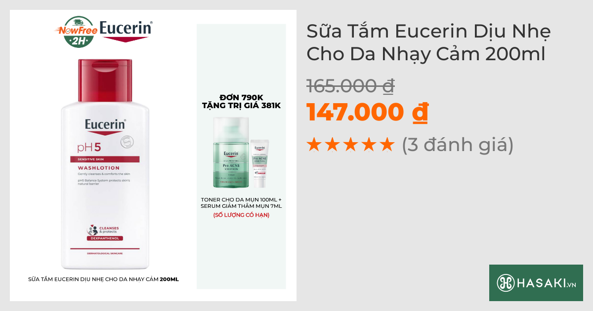 Sữa Tắm Eucerin Dịu Nhẹ Cho Da Nhạy Cảm 200ml