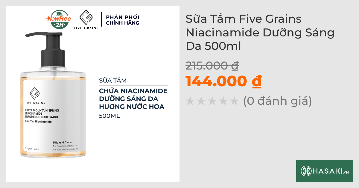 Sữa Tắm Five Grains Niacinamide Dưỡng Sáng Da 500ml