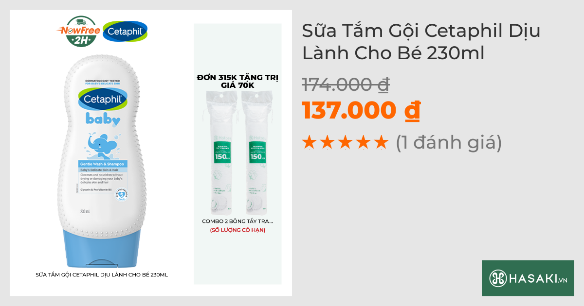 Sữa Tắm Gội Cetaphil Dịu Lành Cho Bé 230ml