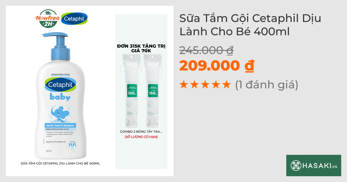 Sữa Tắm Gội Cetaphil Dịu Lành Cho Bé 400ml