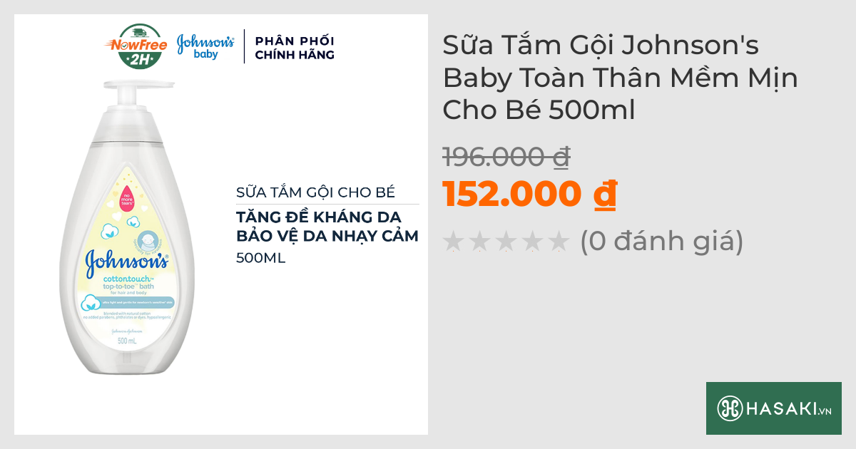 Sữa Tắm Gội Johnson's Baby Toàn Thân Mềm Mịn Cho Bé 500ml