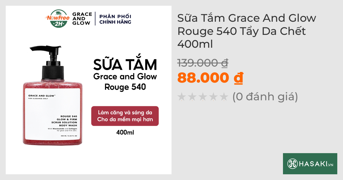 Sữa Tắm Grace And Glow Rouge 540 Tẩy Da Chết 400ml