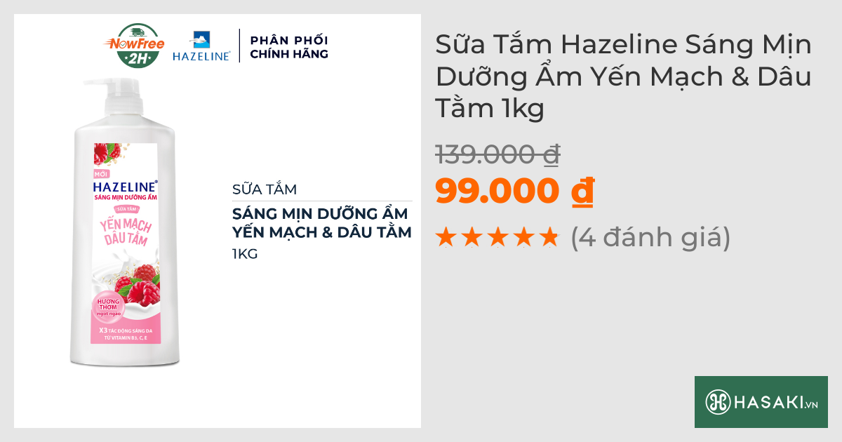 Sữa Tắm Hazeline Sáng Mịn Dưỡng Ẩm Yến Mạch & Dâu Tằm 1kg