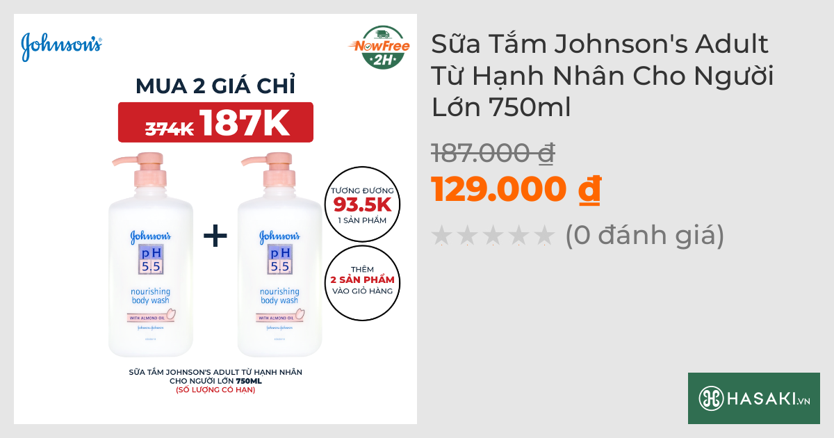 Sữa Tắm Johnson's Adult Từ Hạnh Nhân Cho Người Lớn 750ml