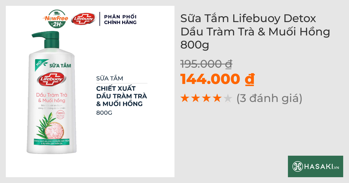 Sữa Tắm Lifebuoy Detox Muối Hồng & Rau Má 800g