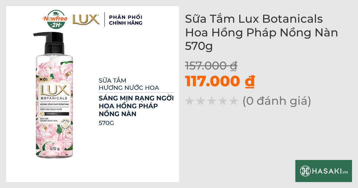 Sữa Tắm Lux Botanicals Hoa Hồng Pháp Nồng Nàn 570g