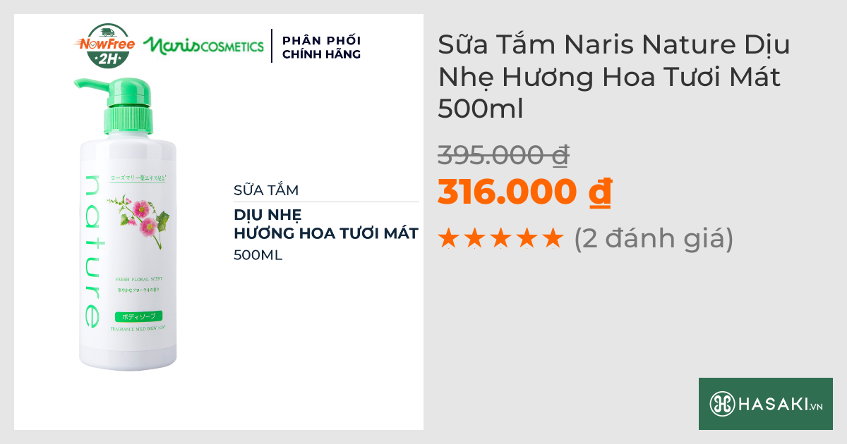 Sữa Tắm Naris Nature Dịu Nhẹ Hương Hoa Tươi Mát 500ml