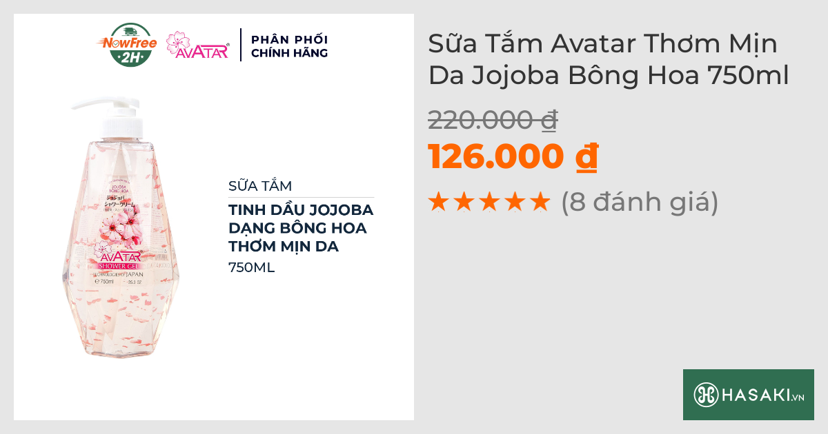 Sữa Tắm Avatar Thơm Mịn Da Jojoba Bông Hoa 750ml